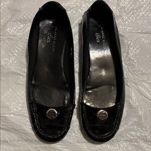 Anne Klein Glossy Black Loafers size 7.5